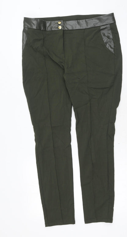LASCANA Womens Green Polyester Trousers Size 16 Regular Button
