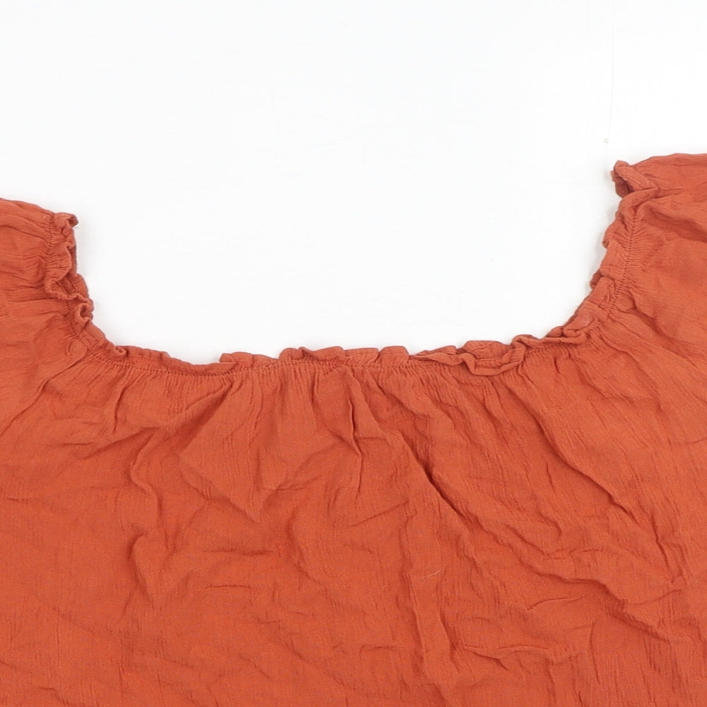 Primark Womens Orange Viscose Basic Blouse Size 10 Square Neck