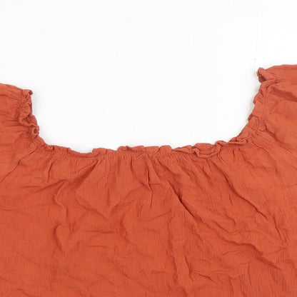 Primark Womens Orange Viscose Basic Blouse Size 10 Square Neck