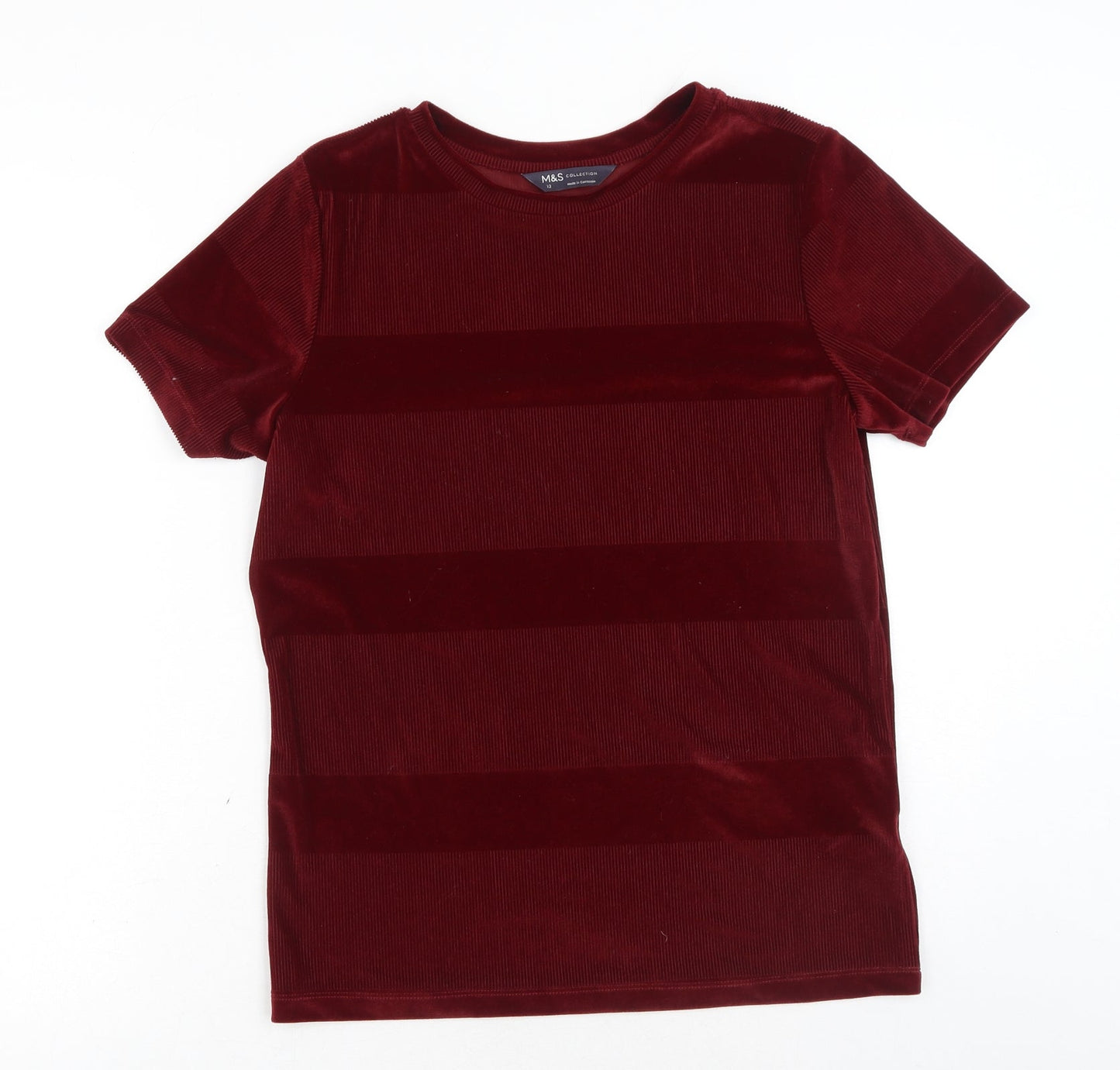 Womens UK Size 12 Marks and Spencer Red Basic T-Shirt