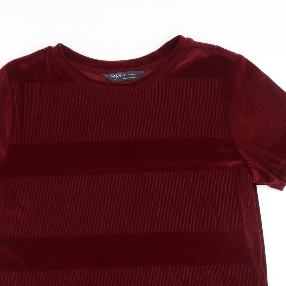 Womens UK Size 12 Marks and Spencer Red Basic T-Shirt