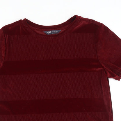 Womens UK Size 12 Marks and Spencer Red Basic T-Shirt