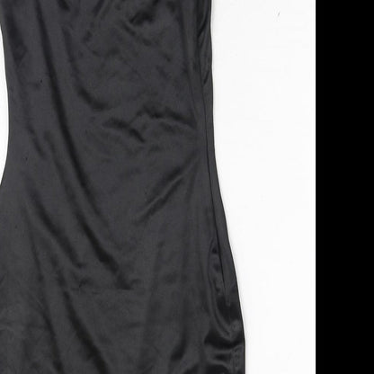 Meshki Womens Black Polyester Bodycon Size S Round Neck Zip