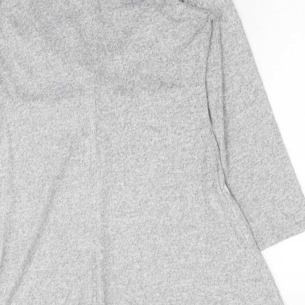Jane Austin Womens Grey Polyester Skater Dress Size 16 Boat Neck Pullover - Twist Detail