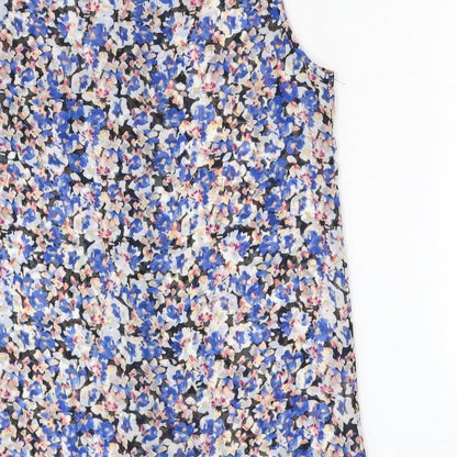 Primark Womens Blue Floral Polyester Basic Button-Up Size 8 Collared