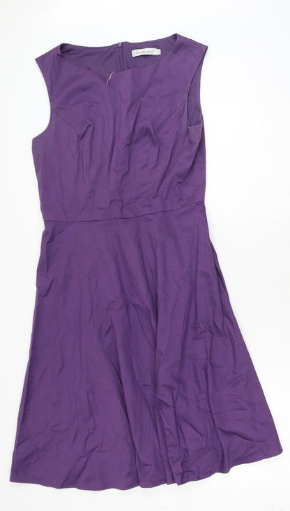 Gardenwed Womens Purple Polyester A-Line Size M Boat Neck Zip
