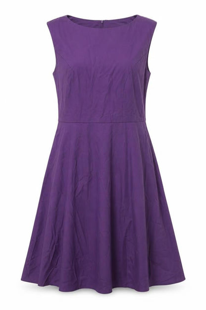 Gardenwed Womens Purple Polyester A-Line Size M Boat Neck Zip