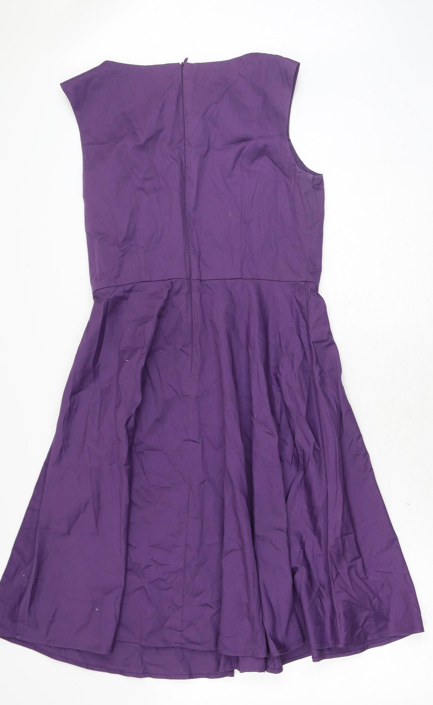 Gardenwed Womens Purple Polyester A-Line Size M Boat Neck Zip