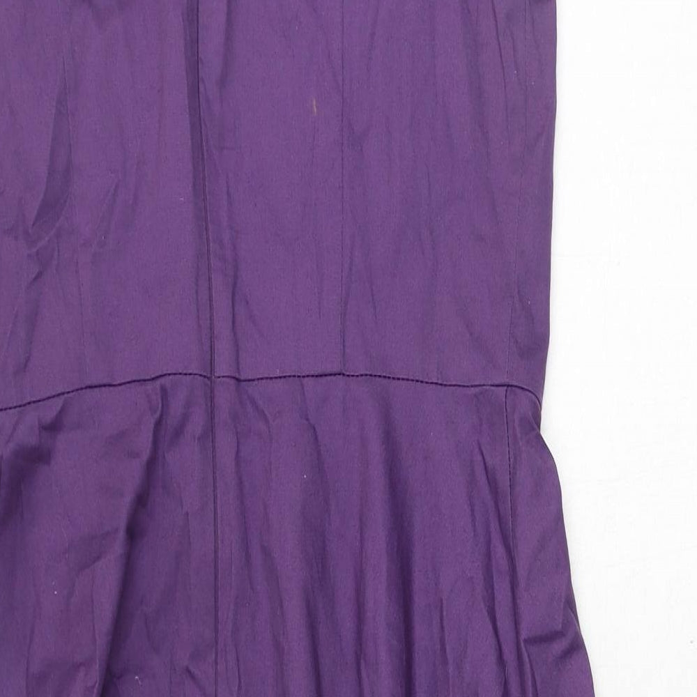 Gardenwed Womens Purple Polyester A-Line Size M Boat Neck Zip