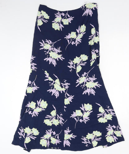 Country Casuals Womens Blue Floral Viscose Trumpet Skirt Size M