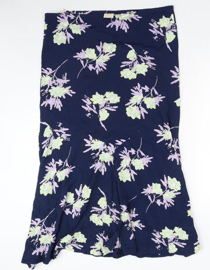 Country Casuals Womens Blue Floral Viscose Trumpet Skirt Size M