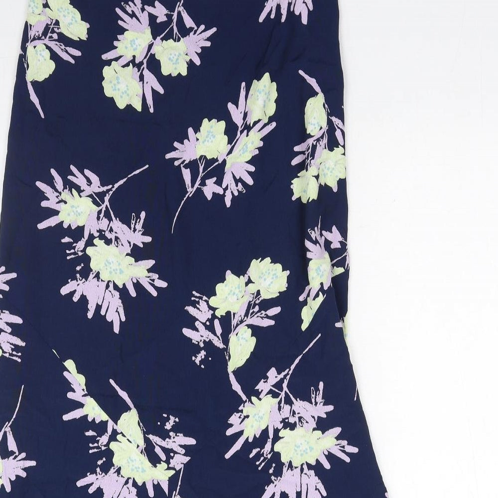 Country Casuals Womens Blue Floral Viscose Trumpet Skirt Size M