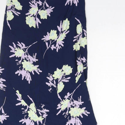 Country Casuals Womens Blue Floral Viscose Trumpet Skirt Size M