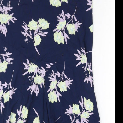 Country Casuals Womens Blue Floral Viscose Trumpet Skirt Size M