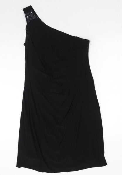 JS Boutique Womens Black Polyester A-Line Size 14 Off the Shoulder Zip