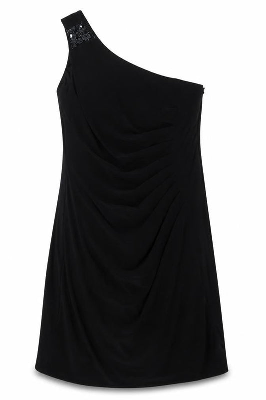 JS Boutique Womens Black Polyester A-Line Size 14 Off the Shoulder Zip