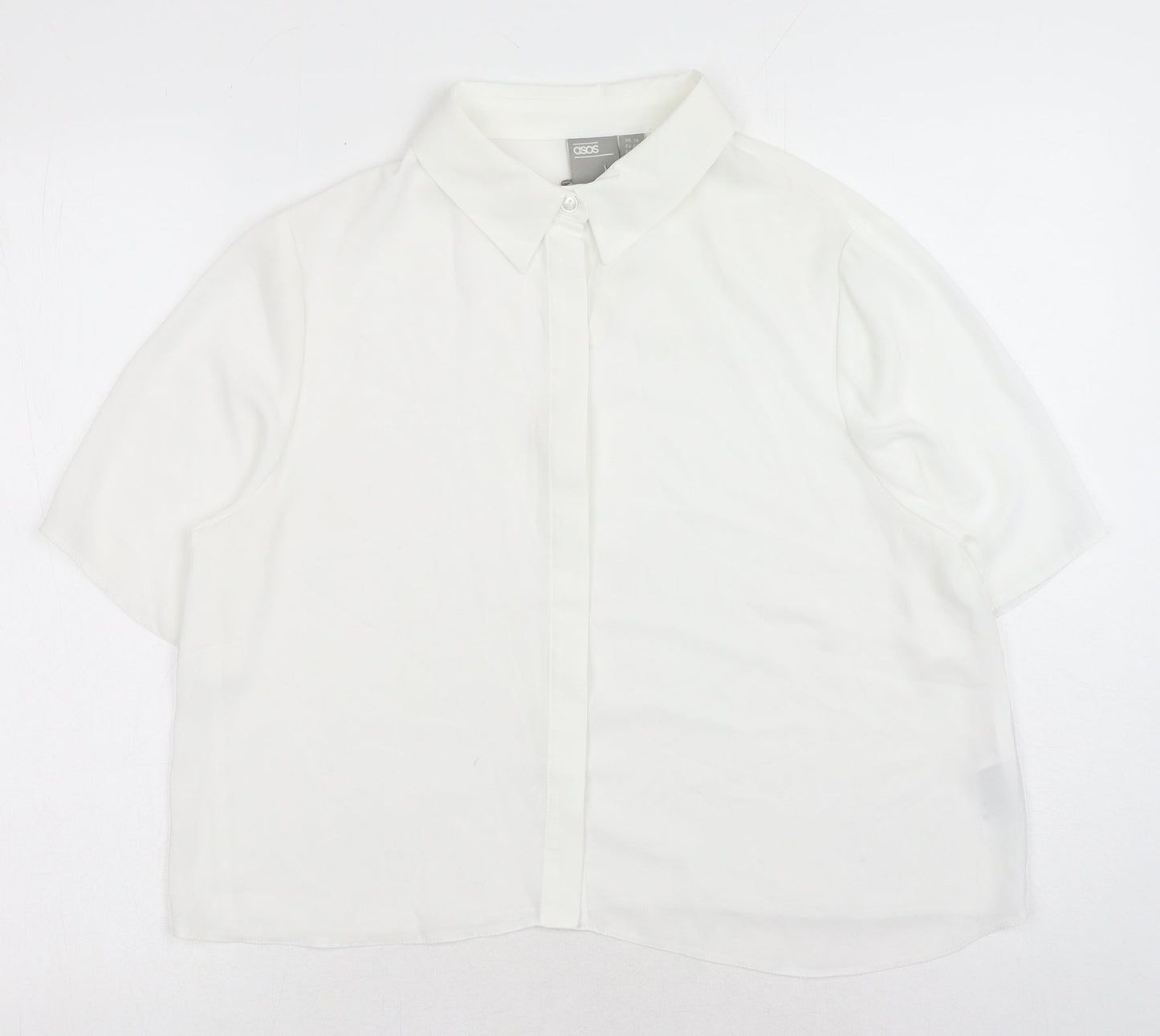 Womens UK Size 14 ASOS White Basic Button-Up
