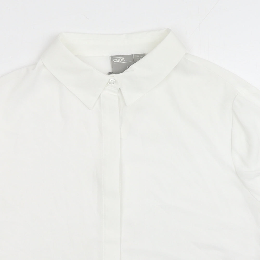 Womens UK Size 14 ASOS White Basic Button-Up