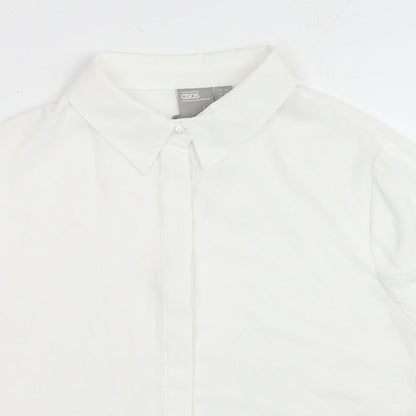 Womens UK Size 14 ASOS White Basic Button-Up
