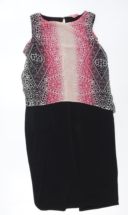 Papaya Womens Pink Geometric Polyester Shift Size 12 Boat Neck Pullover