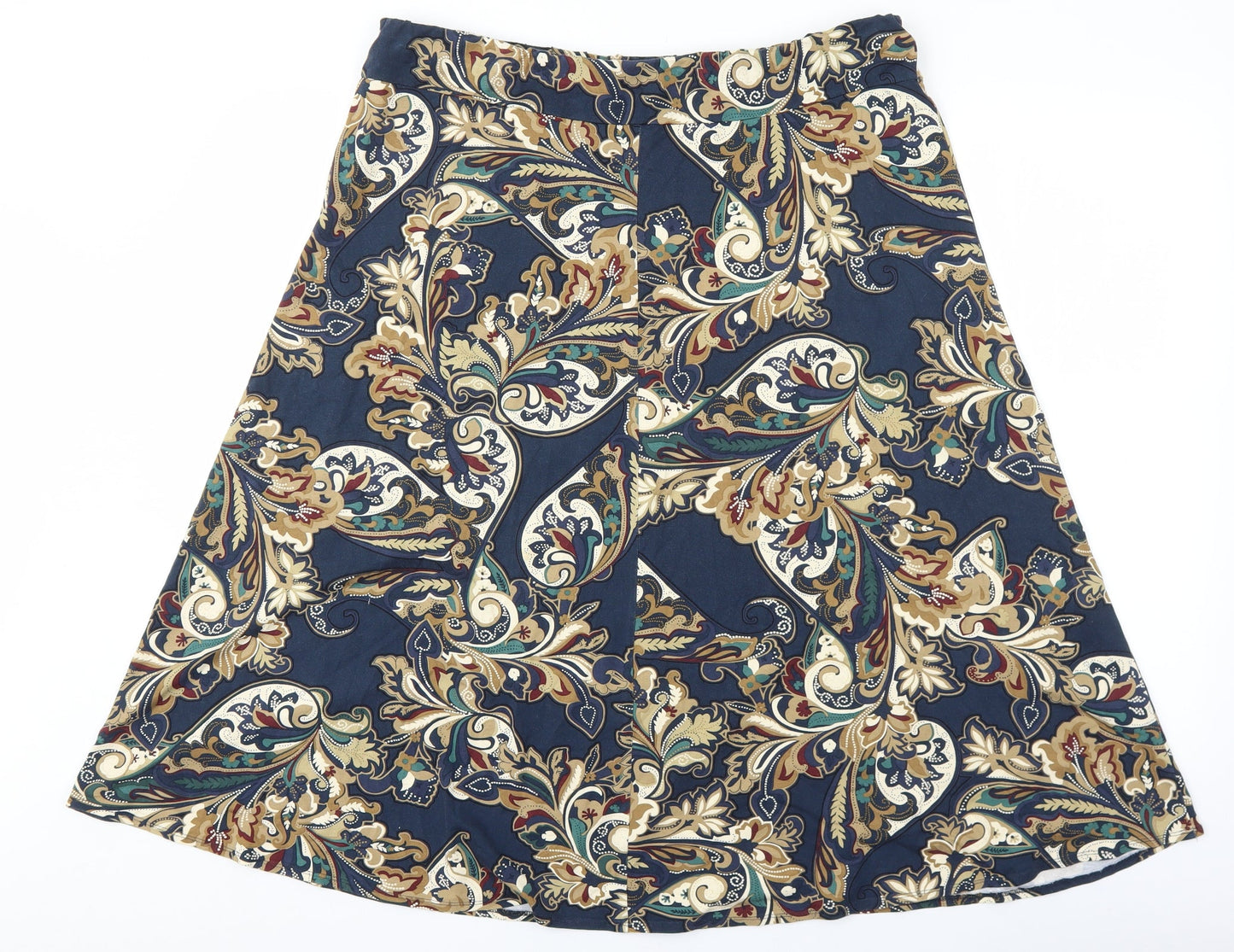 Marks and Spencer Womens Blue Geometric Viscose A-Line Skirt Size 8