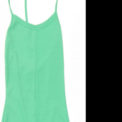 PRETTYLITTLETHING Womens Green Viscose Playsuit One-Piece Size 4 Pullover