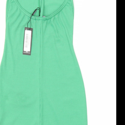 PRETTYLITTLETHING Womens Green Viscose Playsuit One-Piece Size 4 Pullover