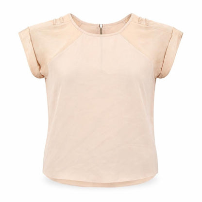 River Island Womens Beige Polyester Basic Blouse Size 10 Round Neck