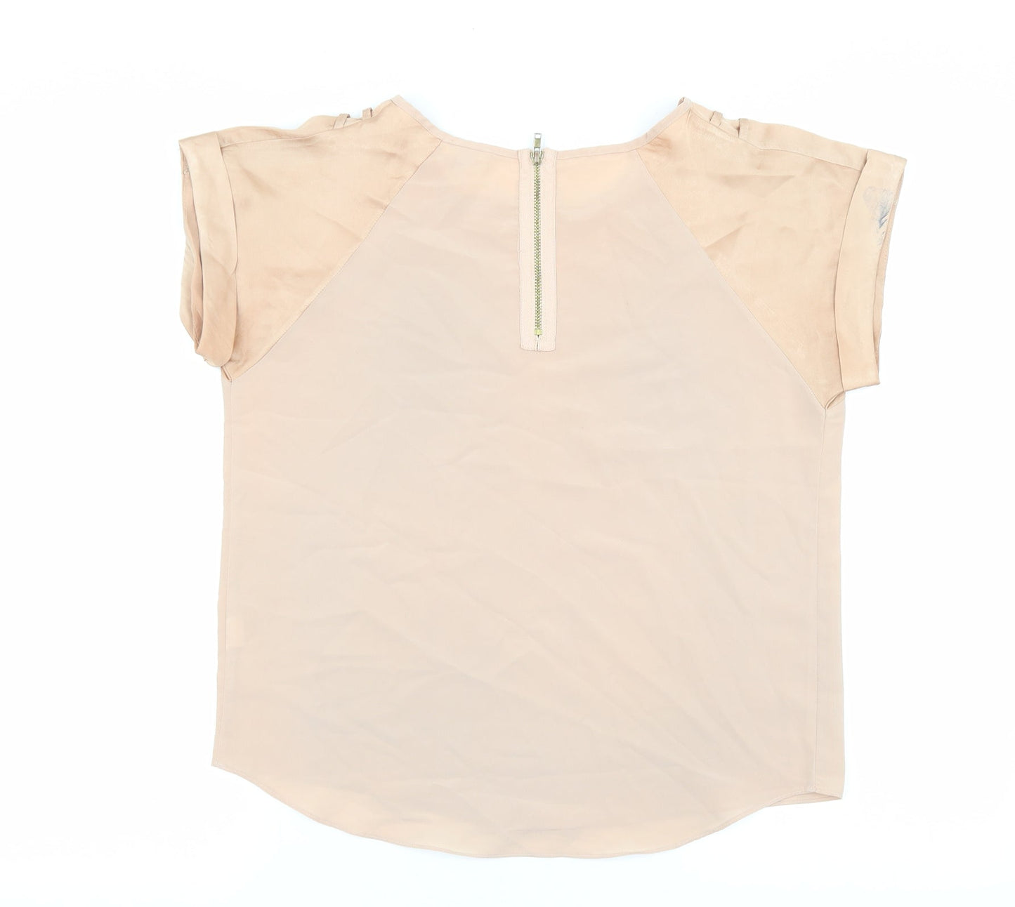 River Island Womens Beige Polyester Basic Blouse Size 10 Round Neck