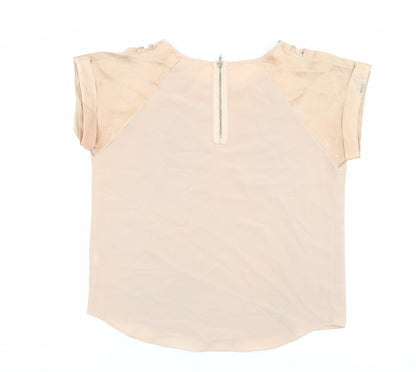 River Island Womens Beige Polyester Basic Blouse Size 10 Round Neck
