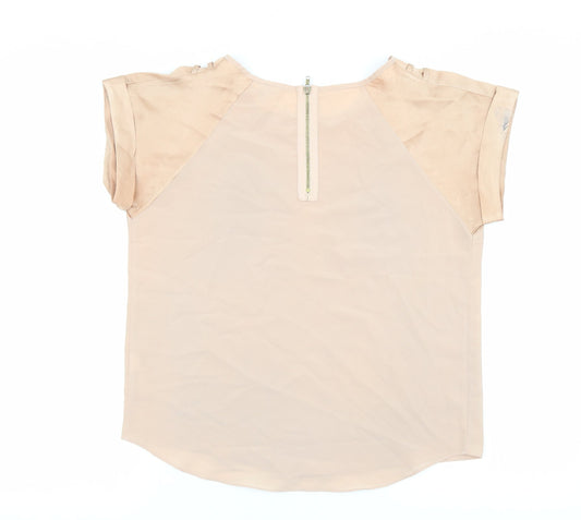 River Island Womens Beige Polyester Basic Blouse Size 10 Round Neck