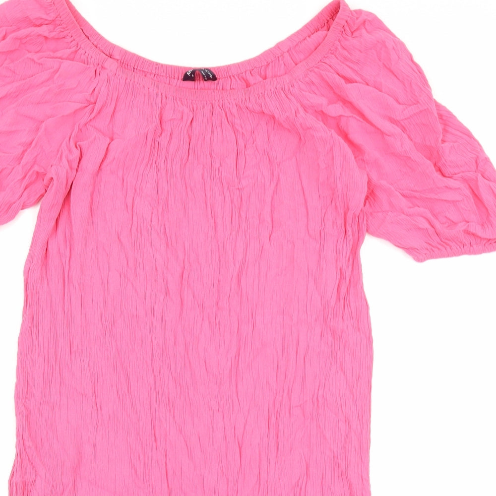 Marks and Spencer Womens Pink Viscose Shift Size M Off the Shoulder Pullover