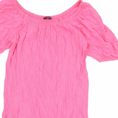 Marks and Spencer Womens Pink Viscose Shift Size M Off the Shoulder Pullover