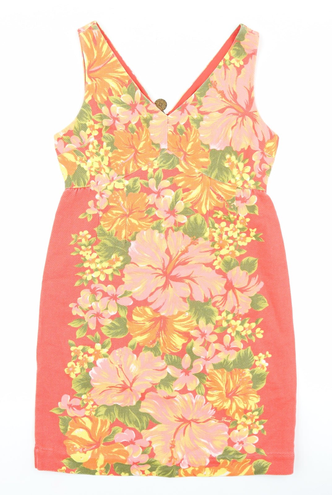 Tracy Feith Womens Multicoloured Floral 100% Cotton Tank Dress Size 10 V-Neck Zip