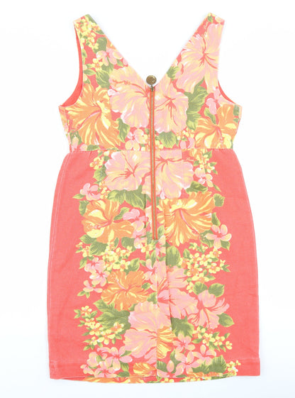Tracy Feith Womens Multicoloured Floral 100% Cotton Tank Dress Size 10 V-Neck Zip