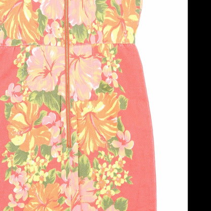 Tracy Feith Womens Multicoloured Floral 100% Cotton Tank Dress Size 10 V-Neck Zip