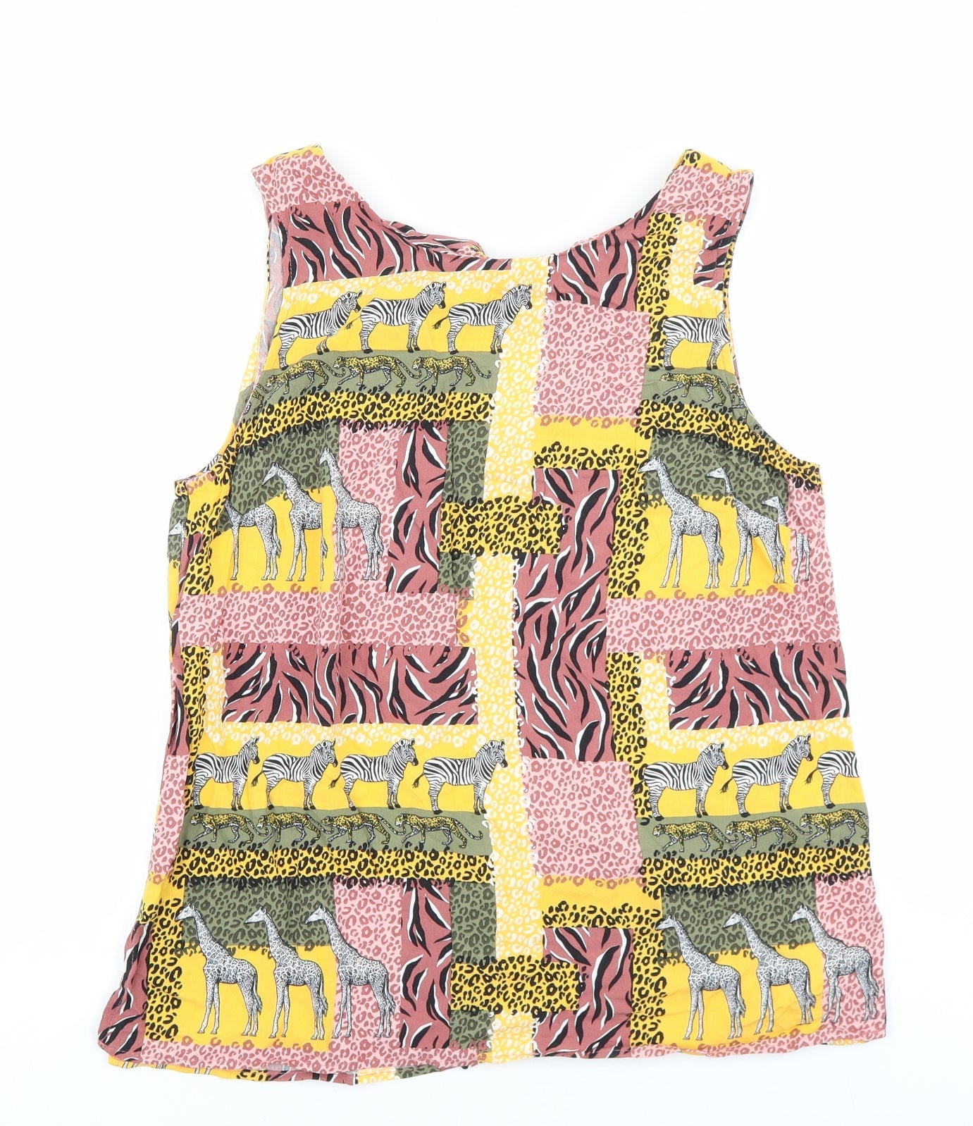 TU Womens Multicoloured Geometric Viscose Basic Tank Size 10 Boat Neck - Zebra, Giraffe, Mixed Prints