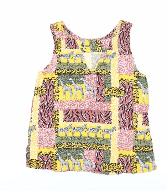 TU Womens Multicoloured Geometric Viscose Basic Tank Size 10 Boat Neck - Zebra, Giraffe, Mixed Prints