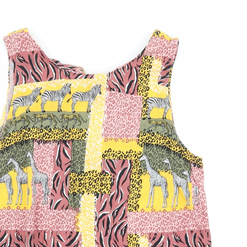 TU Womens Multicoloured Geometric Viscose Basic Tank Size 10 Boat Neck - Zebra, Giraffe, Mixed Prints