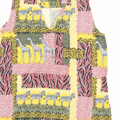 TU Womens Multicoloured Geometric Viscose Basic Tank Size 10 Boat Neck - Zebra, Giraffe, Mixed Prints