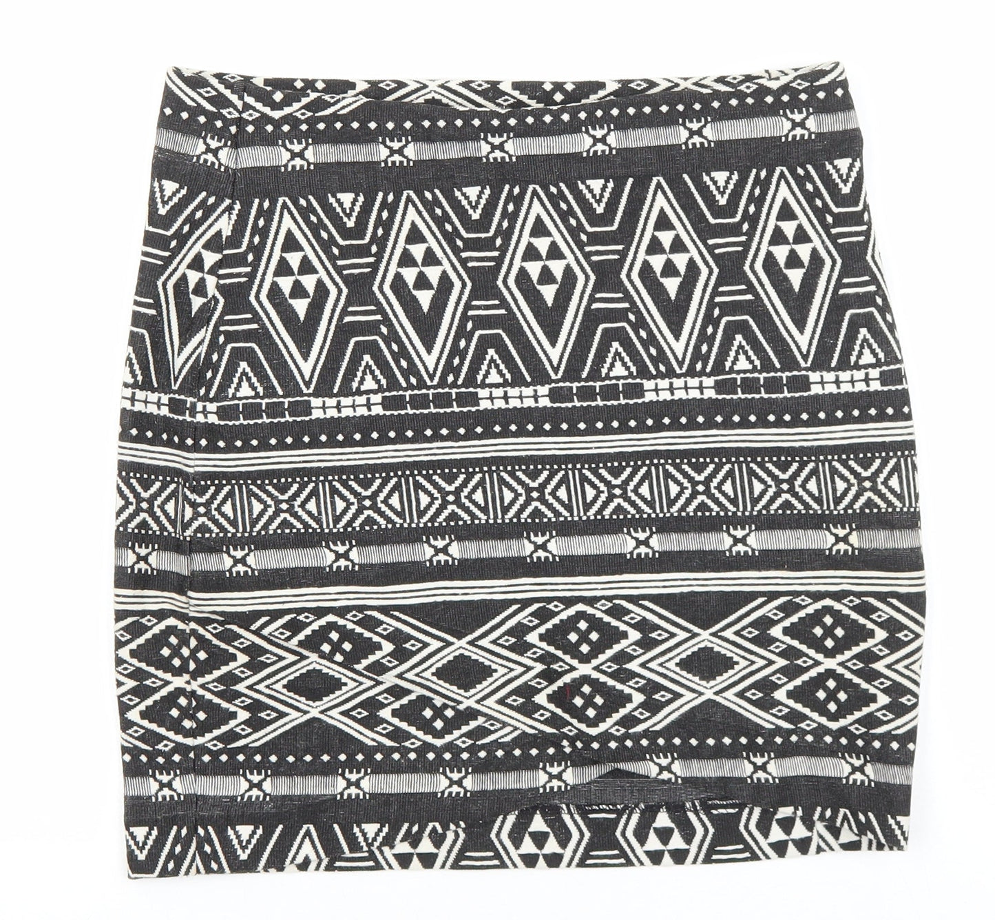 H&M Womens Black Geometric Polyester Straight & Pencil Skirt Size S