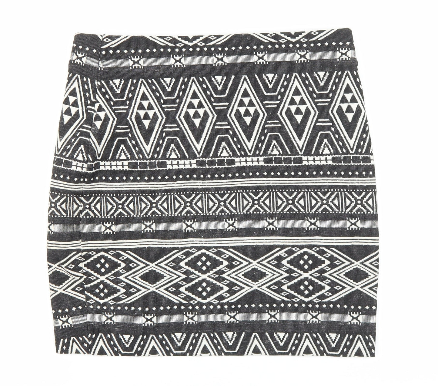 H&M Womens Black Geometric Polyester Straight & Pencil Skirt Size S