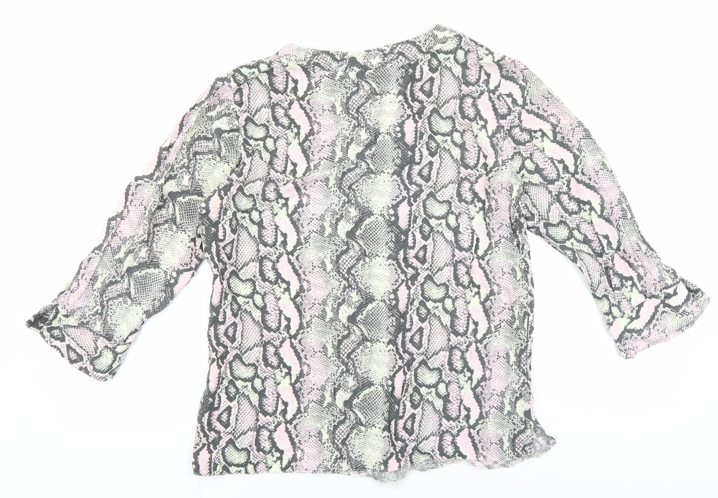 Nutmeg Womens Multicoloured Animal Print Viscose Basic Blouse Size 10 V-Neck - Snake Print