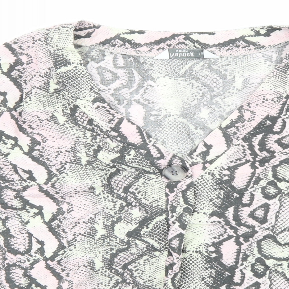 Nutmeg Womens Multicoloured Animal Print Viscose Basic Blouse Size 10 V-Neck - Snake Print