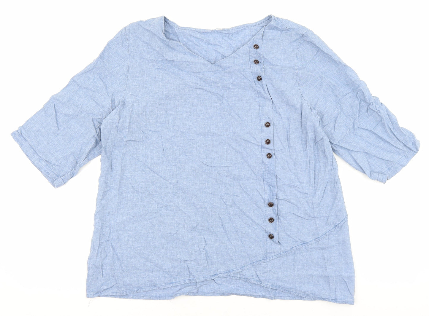 Womens UK Size XL Preworn Blue Basic Blouse