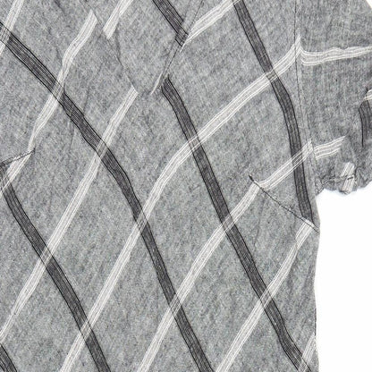 Preworn Womens Grey Geometric Polyester Shift Size 10 V-Neck Pullover