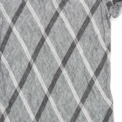 Preworn Womens Grey Geometric Polyester Shift Size 10 V-Neck Pullover