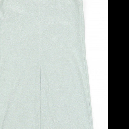 Topshop Womens Green Polyester Shift Size 8 Round Neck Zip