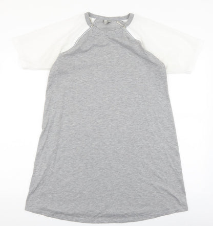 ASOS Womens Grey Viscose T-Shirt Dress Size 10 Round Neck Zip