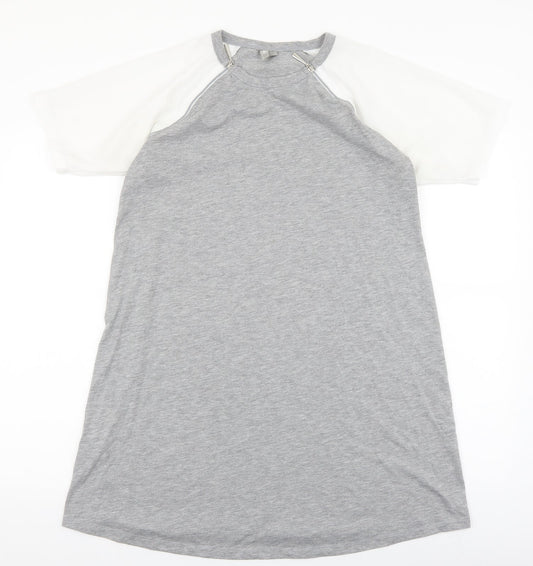 ASOS Womens Grey Viscose T-Shirt Dress Size 10 Round Neck Zip